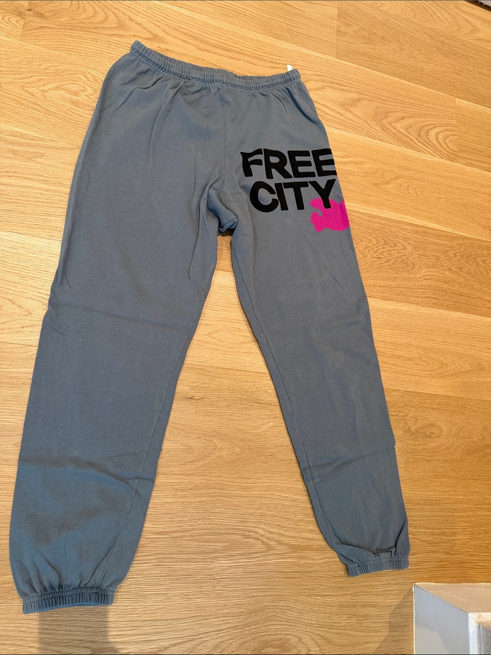 freecity  Slate Gray Joggers with Pink Logo